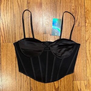 Black Crop Top Corset NWT